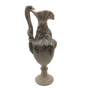 Vintage Ceramic Ewer Style Pitcher By Arnels Ceramic 1960-1970 Era Grapes 13.5”